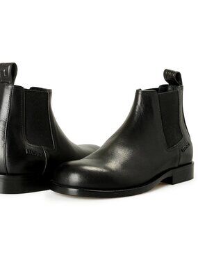 Versace Men's Black Leather Chelsea Boots Shoes US 13 IT 46
